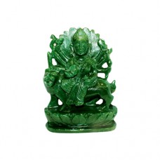 Durga Maa In Green Jade (Gems Murtis)-GEM-DUR001